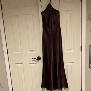 ABS Allen Schwartz Strapless Brown Satin Gown